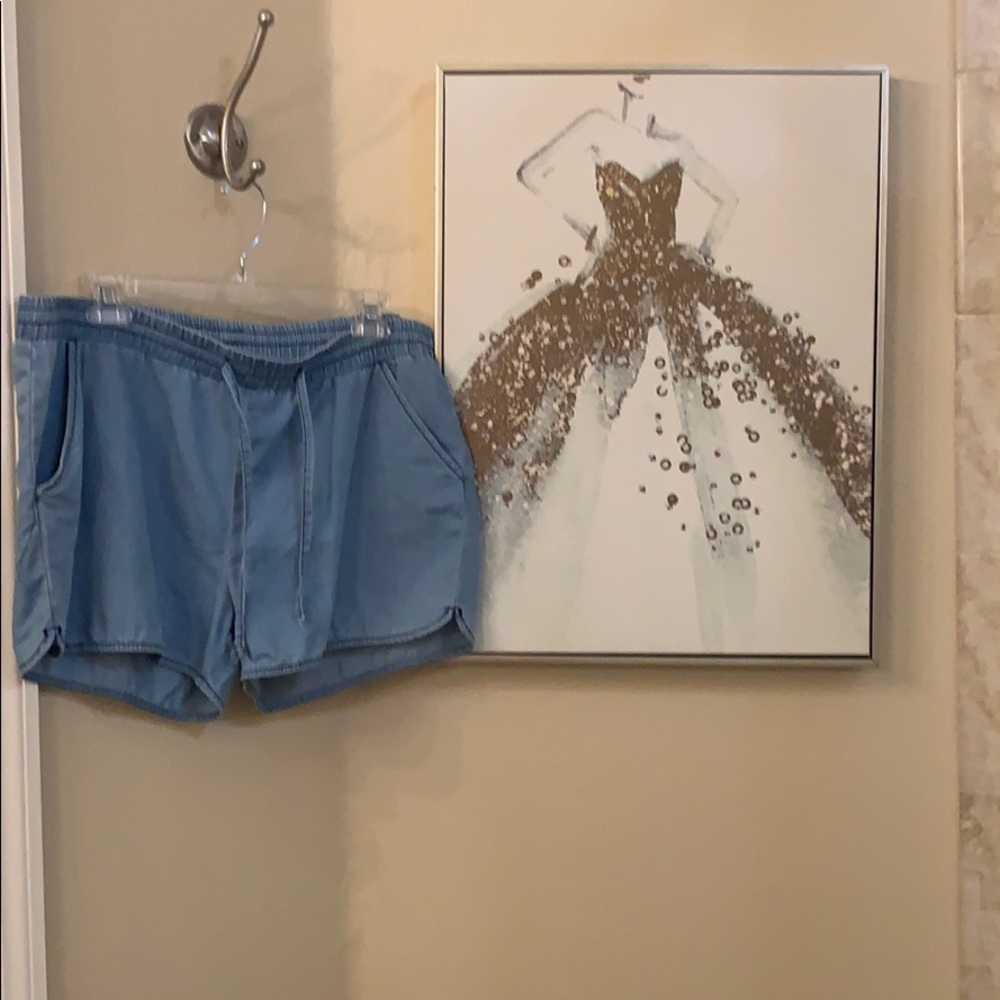 Denim Chambray Drawstring Jean Shorts